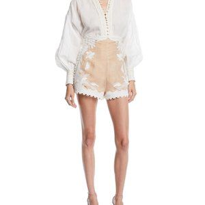 Zimmermann - Corsage Linear Embroidered Linen Button-Front Top